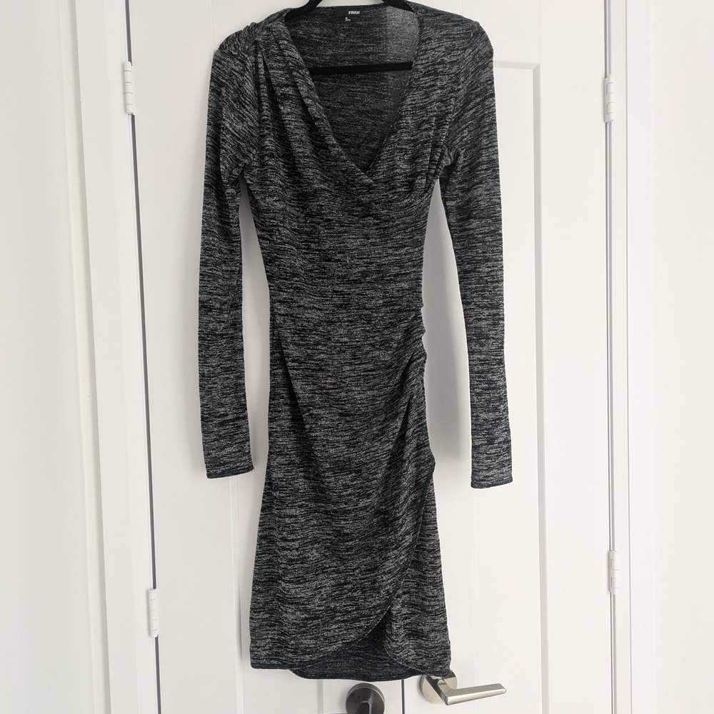 Wilfred Gray Ruched Wrap Bodycon Dress